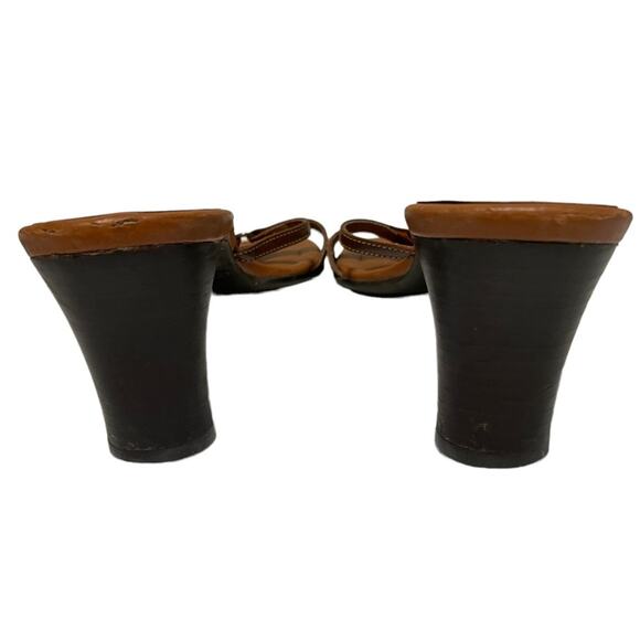 Saddle Tan Cognac Heeled Strappy Sandal Shoes Made in Brazil Size 6.5 - Picture 4 of 16